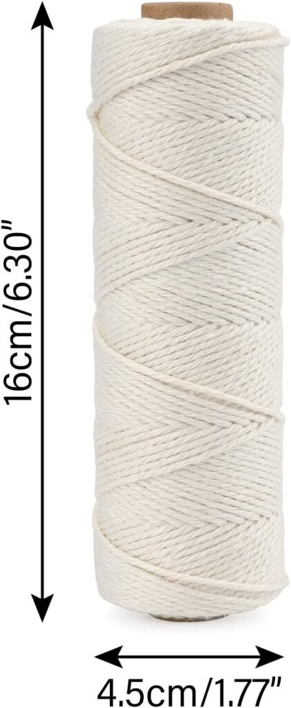 jijAcraft 328 Feet Cotton Butchers Twine,2mm Thick Kitchen Cooking Twine for Meat,Sausages,3Ply Beige Cotton Twine Macrame Cord for Crafting,DIY Projects,Home Decor,Packing Materials String