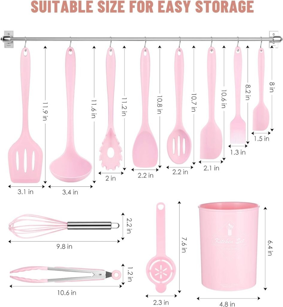 Kitchen Utensils Set-12 Pieces Silicone Cooking Utensils Set (Dishwasher Safe) 392°F Heat Resistant Spatula Set,Kitchen Utensil Set for Nonstick Cookware,Best Kitchen Tools with Holder