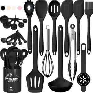 kitchen utensils set umite chef 22pcs silicone cooking utensils set heat resistant silicone kitchen spatulas set with ho 1