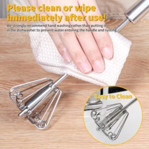 newness egg whisk 2 pack 10in 12in stainless steel hand push whisk blender for home versatile tool for egg beater milk f 3