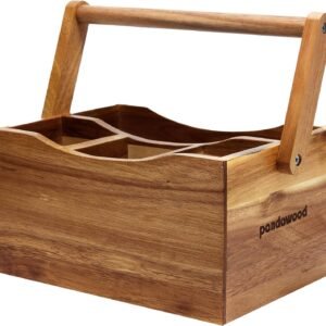 pandawood acacia wood silverware caddy outdoor utensil caddy for parties camping cutlery holder flatware caddy picnic ca