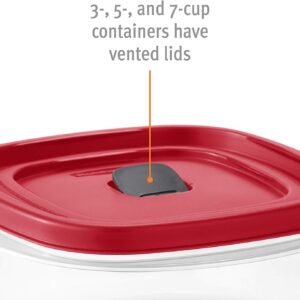 rubbermaid easy find lid square 5 cup food storage container pack of 3 red vented 3