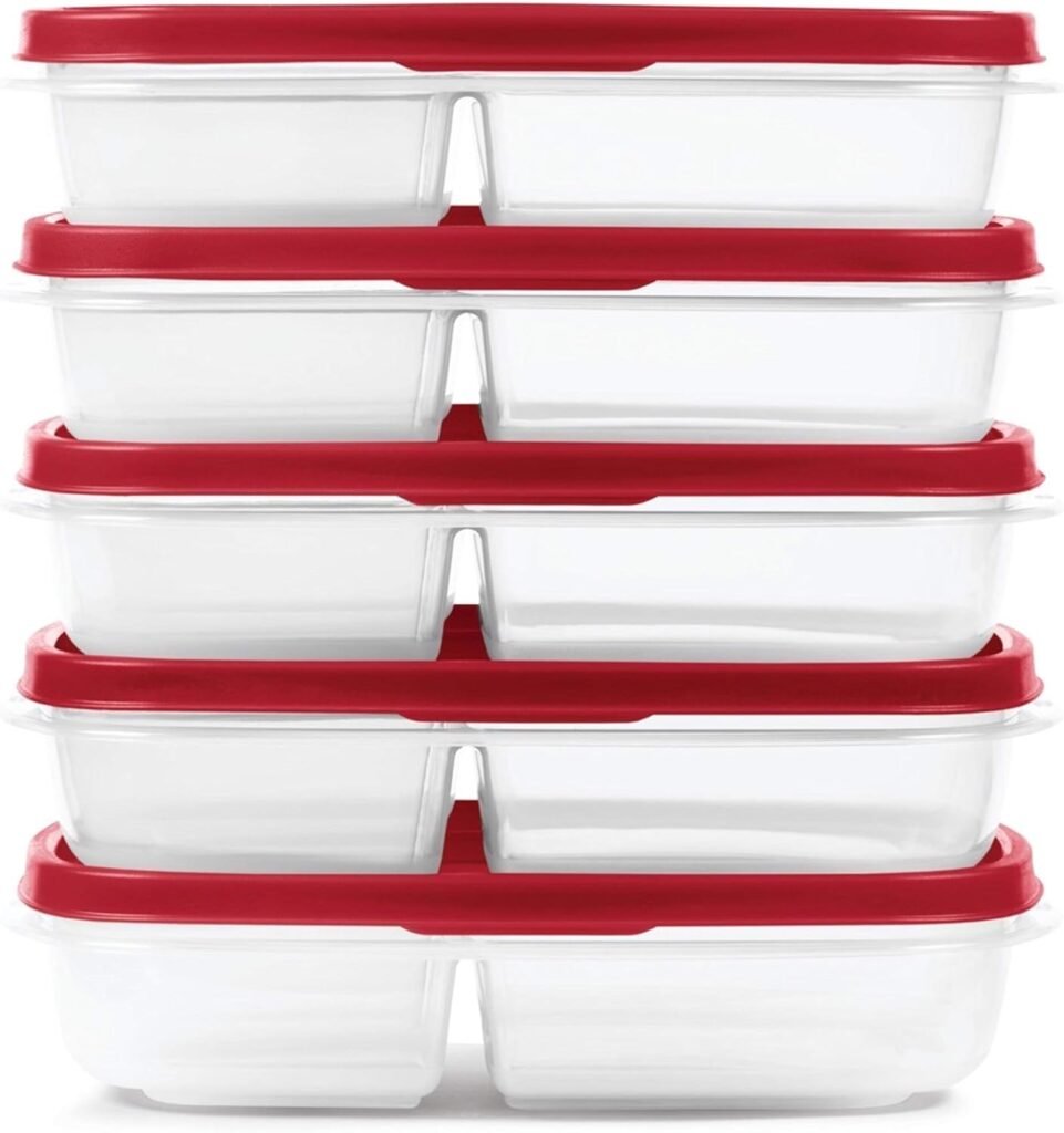 Rubbermaid EasyFindLids Meal Prep Containers, 5.5 Cup, Red