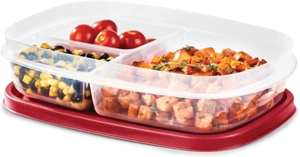 Rubbermaid EasyFindLids Meal Prep Containers, 5.5 Cup, Red