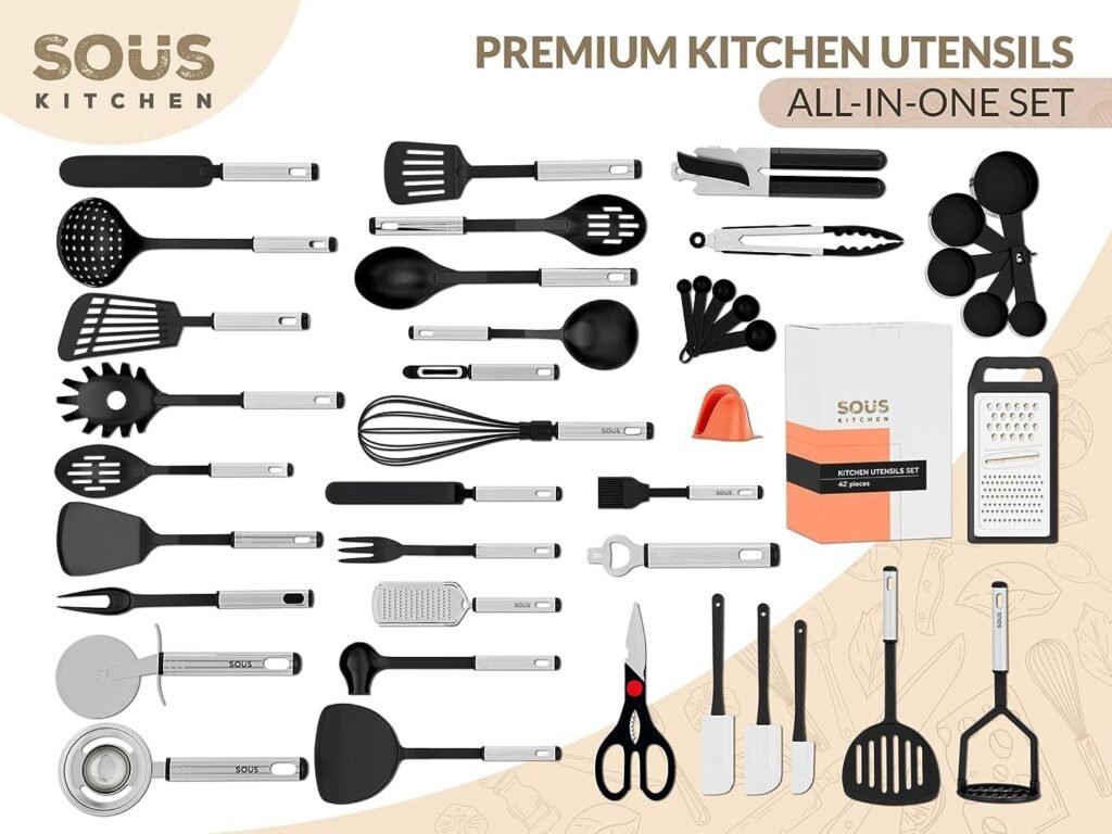 Silicone Kitchen Utensils Set  Silicone Cooking Utensils - Premium Kitchen Silicon Utensil Set Wooden Handles - Durable Cooking Utensil Set  Baking Essentials - 30 pcs Silicone Spoons for Cooking