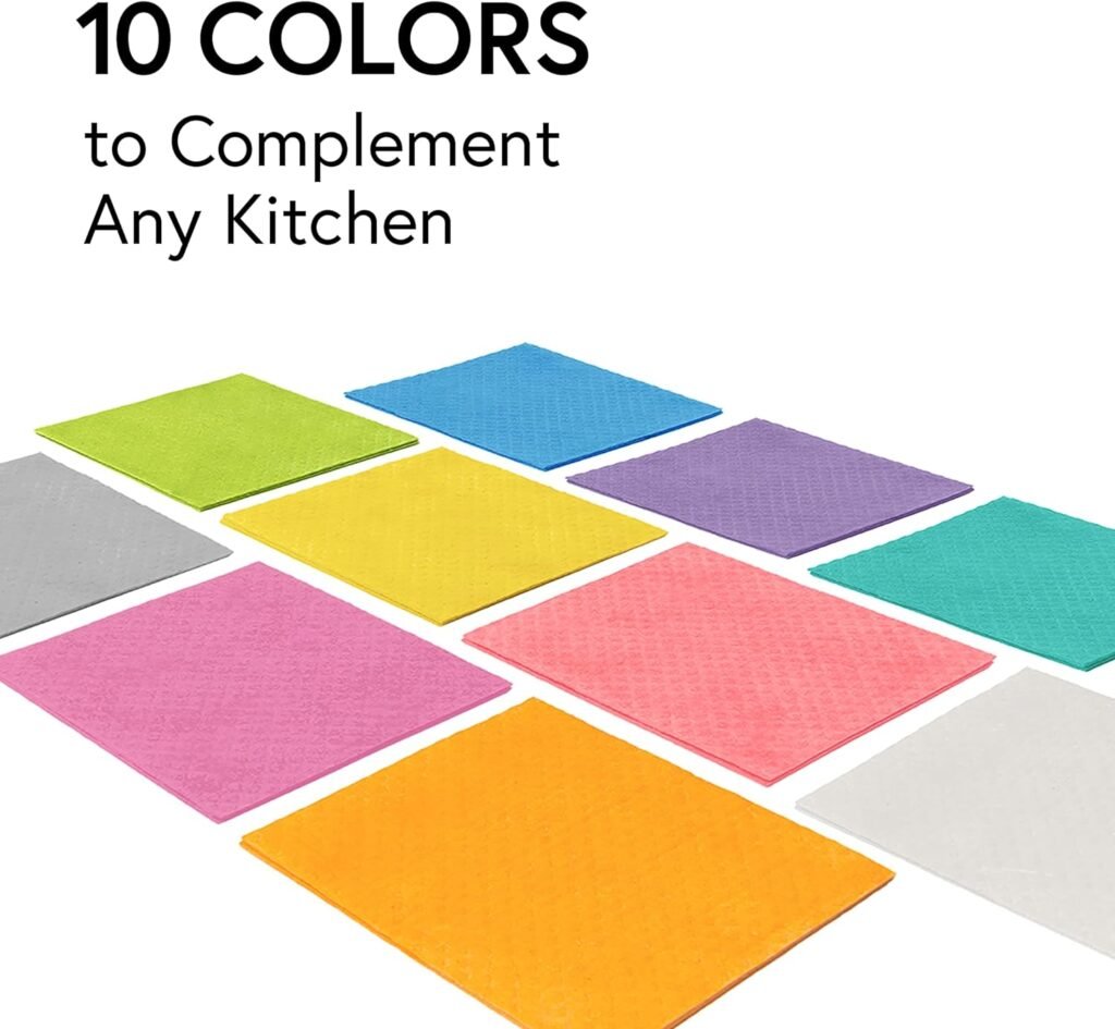 Swedish Wholesale Swedish DishCloths for Kitchen- 10 Pack Reusable Paper Towels Washable - Eco Friendly Cellulose Sponge Microfiber Dish Cloths - Kitchen Essentials - Assorted