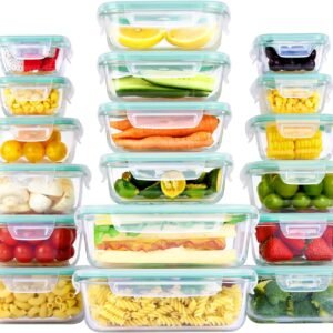 vtopmart 18pack glass food storage containers with lids meal prep containers airtight lunch containers bento boxes with