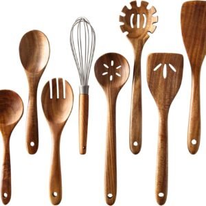 wooden spoons for cooking tmkit cooking utensils set of 6 natural teak wooden cooking spatulas with utensils holder comf 2