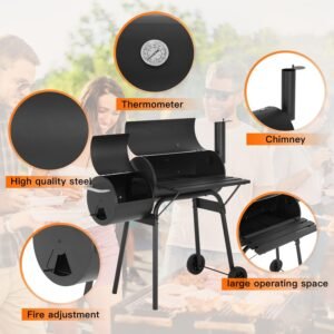 43 inch charcoal outdoor bbq grill portable camping grill for 6 10 people offset smoker braised roast patio and backyard 4