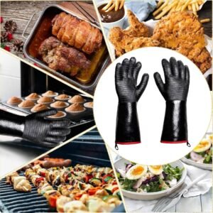 bbq gloves 1472f thicken heat resistant gloves ws hook 14 in kitchen oven mitts waterproof grill gloves oil resistant gr 1