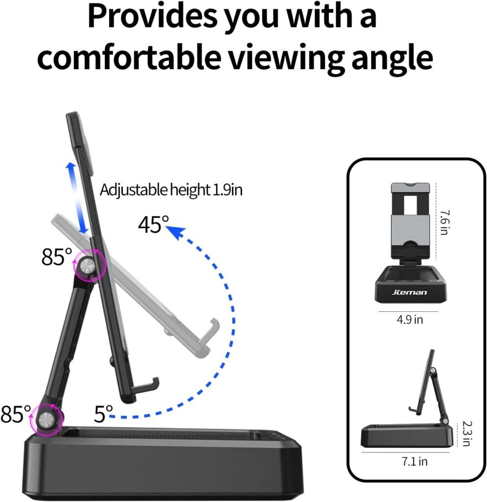 Cell Phone Stand with Wireless Bluetooth Speaker and Anti-Slip Base HD Surround Sound Perfect for Home and Outdoors with Bluetooth Speaker for Desk Compatible with iPhone/ipad/Samsung Galaxy