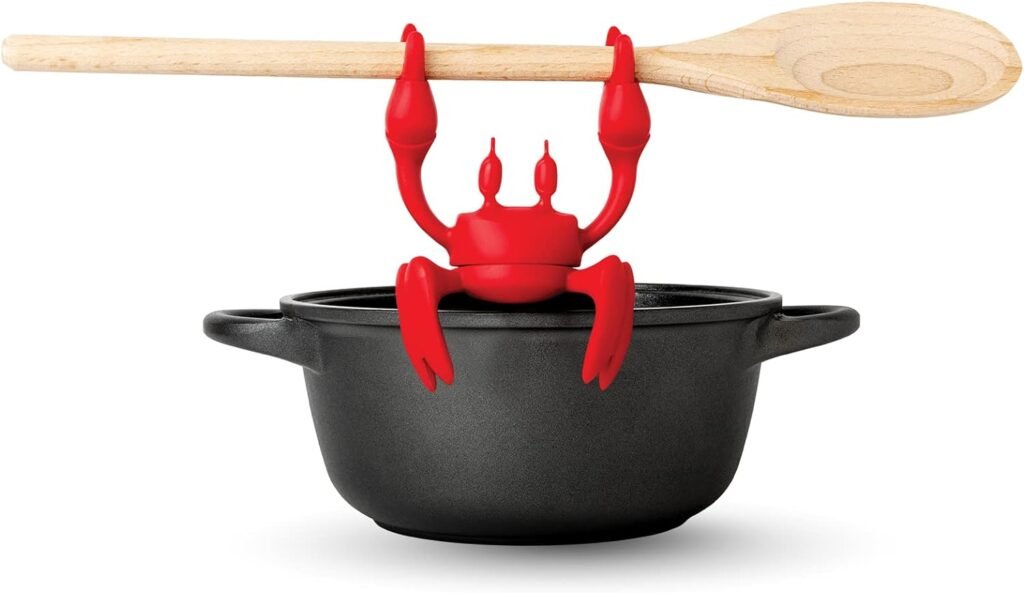 OTOTO Red the Crab Silicone Utensil Rest - Kitchen Gifts, Silicone Spoon Rest for Stove Top - Heat-Resistant Kitchen and Grill Utensil Holder - Non-Slip Spoon Holder Stove Organizer, Steam Releaser