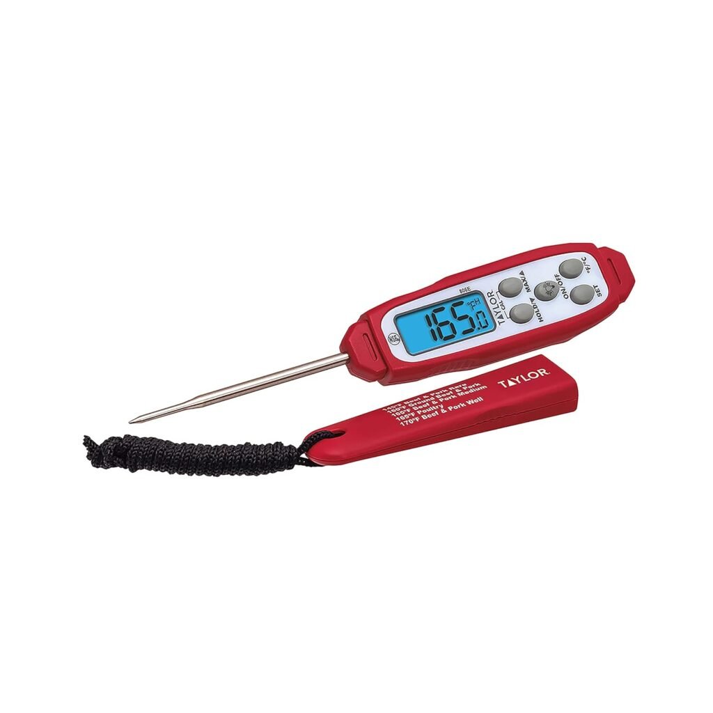 Taylor 9847 Waterproof Digital Instant Read Meat Food Grill BBQ Kitchen Cooking Thermometer, Comes with Sleeve Extender and Lanyard