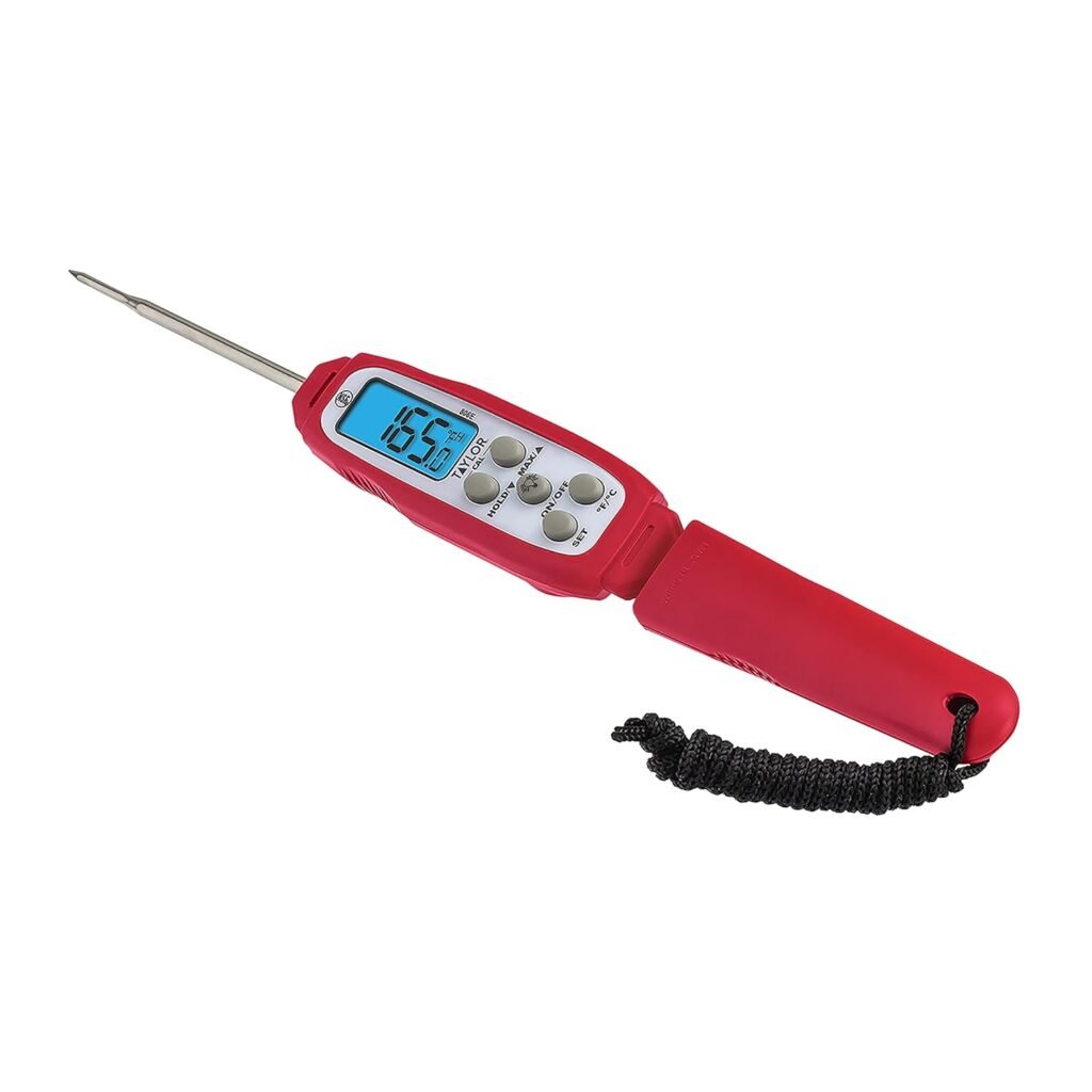 Taylor 9847 Waterproof Digital Instant Read Meat Food Grill BBQ Kitchen Cooking Thermometer, Comes with Sleeve Extender and Lanyard