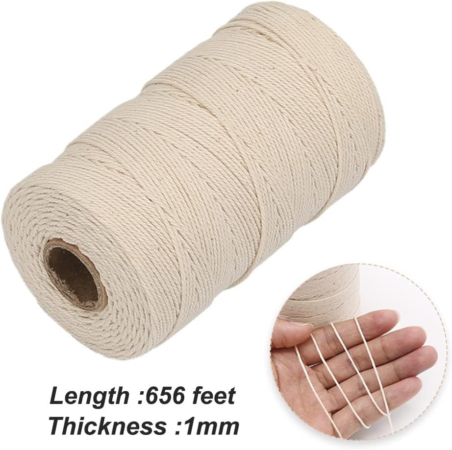 Vivifying Butchers Twine, 656 Feet 3Ply Food Safe Cotton Bakers Twine String for Tying Meat, Making Sausage, Trussing Turkey, Roasting, Cooking and Packing(Beige)