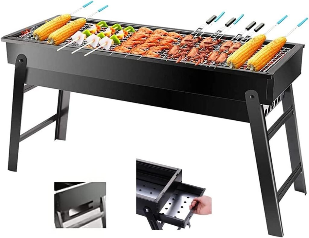 Charcoal Grill,Portable for Barbecue, Folding BBQ Grill, Small for Outdoor Camping Hiking Picnics Traveling 24x13x9