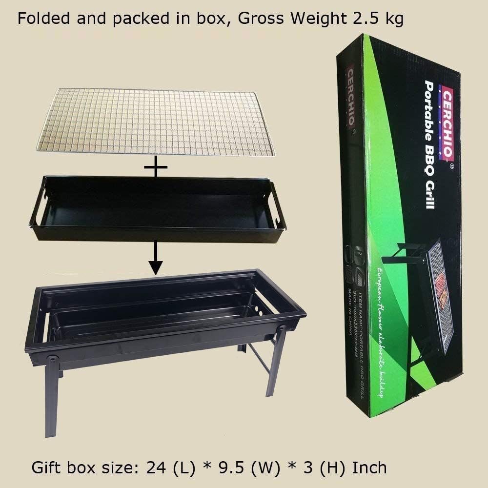 Charcoal Grill,Portable for Barbecue, Folding BBQ Grill, Small for Outdoor Camping Hiking Picnics Traveling 24x13x9