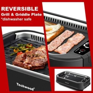 indoor smokeless grill techwood 1500w electric indoor grill with tempered glass lid portable non stick bbq korean grill 1 1