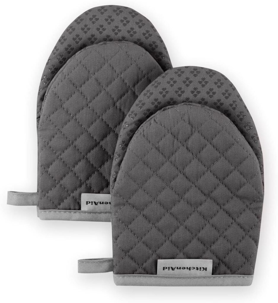 KitchenAid Asteroid Mini Oven Mitt, 5.5x8, Charcoal Grey 2 Count