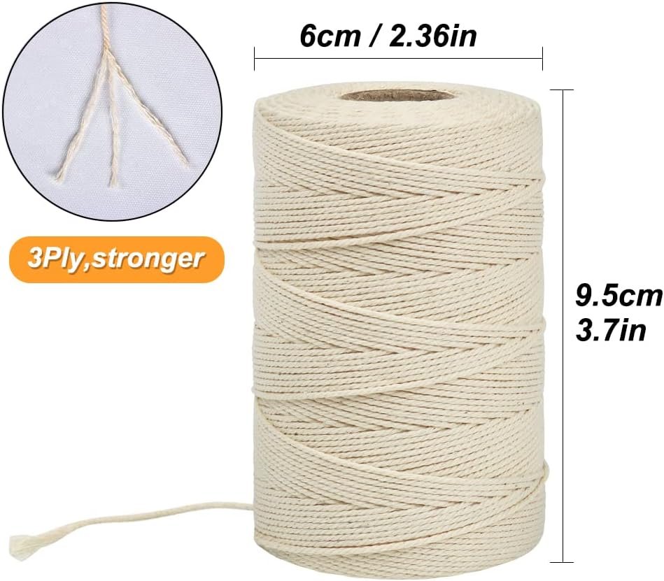 Tenn Well Cooking Twine, 3Ply 656Feet 1mm Food Safe Cotton Kitchen String Butchers Twine for Roasting, Trussing Turkey, Tying Meat, Making Sausage, Baking and More