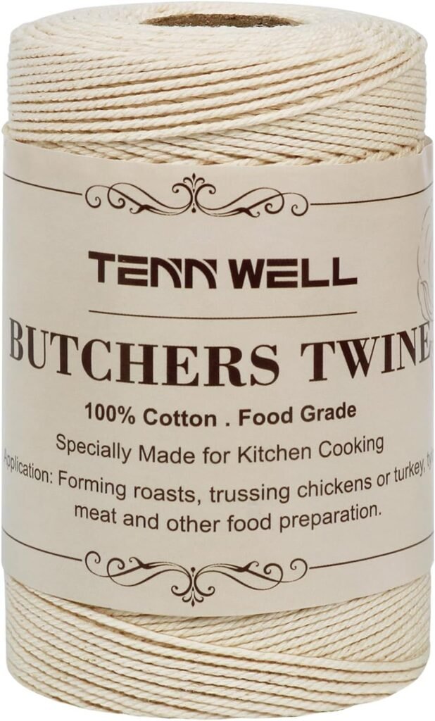 Tenn Well Cooking Twine, 3Ply 656Feet 1mm Food Safe Cotton Kitchen String Butchers Twine for Roasting, Trussing Turkey, Tying Meat, Making Sausage, Baking and More