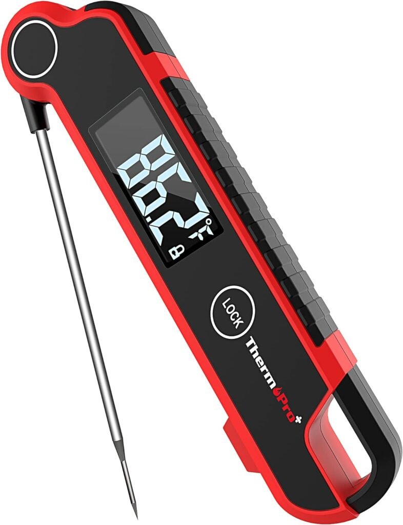 ThermoPro TP620 Instant Read Meat Thermometer Digital, Cooking Thermometer with Large Auto-Rotating LCD Display, Waterproof Food Thermometer Digital for Kitchen, BBQ, or Grill