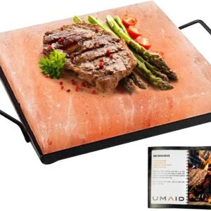 umaid himalayan salt block cooking plate 8x8x15 for cooking grilling cutting and serving food grade rock salt stone on s